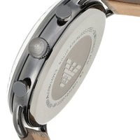 Emporio Armani Aviator Chronograph Quartz Grey Dial Beige Leather Strap Watch For Men - AR11107