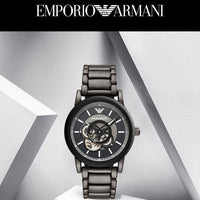 Emporio Armani Meccanico Automatic Black Dial Black Steel Strap Watch For Men - AR60010