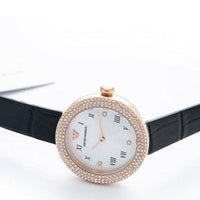 Emporio Armani Rosa Quartz Mother Of Pearl White Dial Black Leather Strap Watch For Women - AR11356