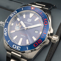 Tag Heuer Aquaracer Henrik Lundqvist Special Edition Blue Dial Silver Steel Strap Watch for Men - WAY101J.BA0746