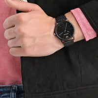 Emporio Armani Interchangeable Black Dial Black Steel Strap Watch For Men - AR80021