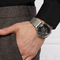 Emporio Armani Aviator Multifunction Blue Dial Silver Mesh Bracelet Watch For Men - AR60024