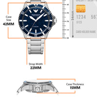 Emporio Armani Meccanico Automatic Blue Dial Silver Steel Strap Watch For Men - AR60059