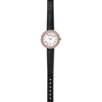 Emporio Armani Rosa Quartz Mother Of Pearl White Dial Black Leather Strap Watch For Women - AR11356