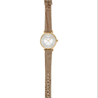 Emporio Armani Gianni T Bar Crystals Silver Dial Brown Leather Strap Watch For Women - AR11518