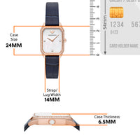Emporio Armani Gianni T Bar Quartz Mother of Pearl Dial Blue Leather Strap Watch For Women - AR11466