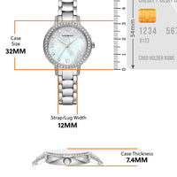 Emporio Armani Cleo Crystals Mother Of Pearl Dial Silver Steel Strap Watch For Women - AR11484