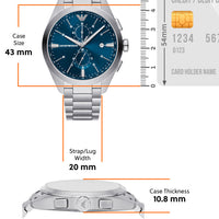 Emporio Armani Claudio Chronograph Blue Dial Silver Steel Strap Watch For Men - AR11541
