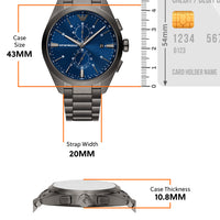 Emporio Armani Chronograph Quartz Blue Dial Grey Steel Strap Watch For Men - AR11481