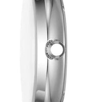 Emporio Armani Gianni T Bar Analog Crystals Silver Dial Blue Leather Strap Watch For Women - AR11443