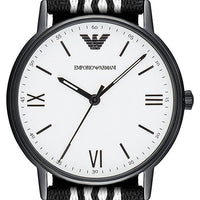 Emporio Armani Kappa Analog White Dial Two Tone Nylon Strap Watch For Men - AR80004