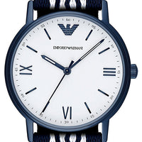 Emporio Armani Kappa Dress White Dial Two Tone NATO Strap Watch For Men - AR80005