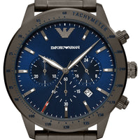 Emporio Armani Mario Chronograph Blue Dial Grey Steel Strap Watch For Men - AR80045