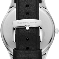 Emporio Armani Modern Slim Quartz Grey Dial Black Leather Strap Watch For Men - AR11162
