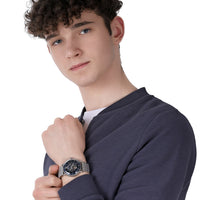 Emporio Armani Aviator Multifunction Blue Dial Silver Mesh Bracelet Watch For Men - AR60024