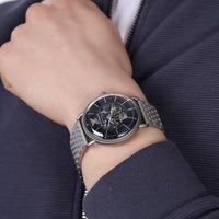 Emporio Armani Aviator Multifunction Blue Dial Silver Mesh Bracelet Watch For Men - AR60024