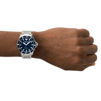 Emporio Armani Meccanico Automatic Blue Dial Silver Steel Strap Watch For Men - AR60059