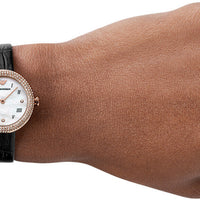 Emporio Armani Rosa Quartz Mother Of Pearl White Dial Black Leather Strap Watch For Women - AR11356