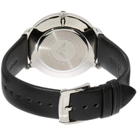 Emporio Armani Modern Slim Quartz Grey Dial Black Leather Strap Watch For Men - AR11162