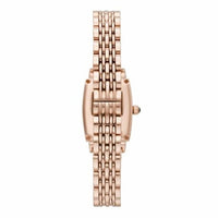 Emporio Armani Gianni T Bar Quartz Crystals White Dial Rose Gold Steel Strap Watch For Women - AR11406