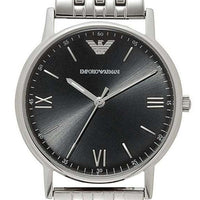 Emporio Armani Kappa Black Dial Silver Steel Strap Watch For Men - AR11152