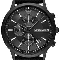 Emporio Armani Renato Chronograph Black Dial Black Nylon Strap Watch For Men - AR11457
