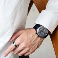 Emporio Armani Aviator Quartz Grey Dial Blue Fabric Strap Watch For Men - AR11144