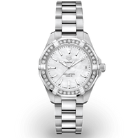 Tag Heuer Aquaracer Diamonds Mother of Pearl Dial Silver Steel Strap Watch for Women - WBD1313.BA0740