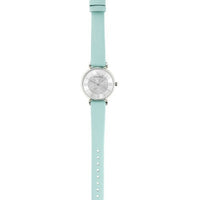 Emporio Armani Gianni T Bar Analog Crystals Silver Dial Blue Leather Strap Watch For Women - AR11443