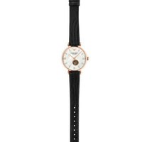 Emporio Armani Gianni T Bar Mother of Pearl White Dial Black Leather Strap Watch For Women - AR60047