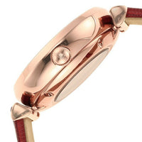 Emporio Armani Gianni T-Bar Mother of Pearl White Dial Red Leather Strap Watch For Women - AR60048