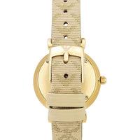 Emporio Armani Gianni T Bar Analog Silver Dial Beige Leather Strap Watch For Women - AR11127