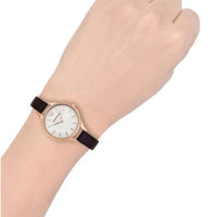 Emporio Armani Aurora Mother of Pearl White Dial Brown Leather Strap Watch For Women - AR11057
