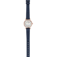 Emporio Armani Gianni T-Bar Analog Mother of Pearl Dial Blue Leather Strap Watch For Women - AR11468