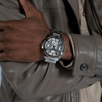 Guess Gents King Silver Tone Stainless Steel Watch GW0497G1