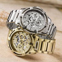 Guess Gents King Silver Tone Stainless Steel Watch GW0497G1