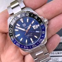 Tag Heuer Aquaracer GMT Calibre 6 Automatic Blue Dial Silver Steel Strap Watch for Men - WAY201T.BA0927