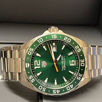 Tag Heuer Formula 1 Quartz Green Dial Silver Steel Strap Watch for Men - WAZ1017.BA0842