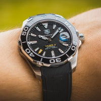 Tag Heuer Aquaracer Automatic Caliber 5 Black Dial Black Rubber Strap Watch for Men - WAY2110.FT8021