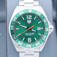 Tag Heuer Formula 1 Quartz Green Dial Silver Steel Strap Watch for Men - WAZ1017.BA0842