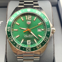 Tag Heuer Formula 1 Quartz Green Dial Silver Steel Strap Watch for Men - WAZ1017.BA0842
