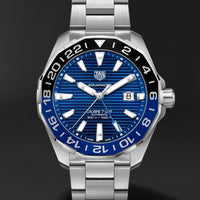 Tag Heuer Aquaracer GMT Calibre 6 Automatic Blue Dial Silver Steel Strap Watch for Men - WAY201T.BA0927