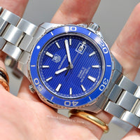 Tag Heuer Aquaracer Calibre 5 Automatic Blue Dial Silver Steel Strap Watch for Men - WAK2111.BA0830