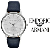Emporio Armani Renato White DIal Blue Leather Strap Watch For Men - AR11119