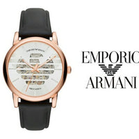 Emporio Armani Meccanico Skeleton Silver Dial Black Leather Strap Watch For Men - AR60031
