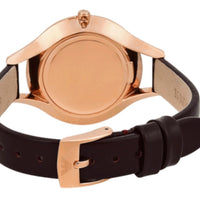 Emporio Armani Aurora Mother of Pearl White Dial Brown Leather Strap Watch For Women - AR11057