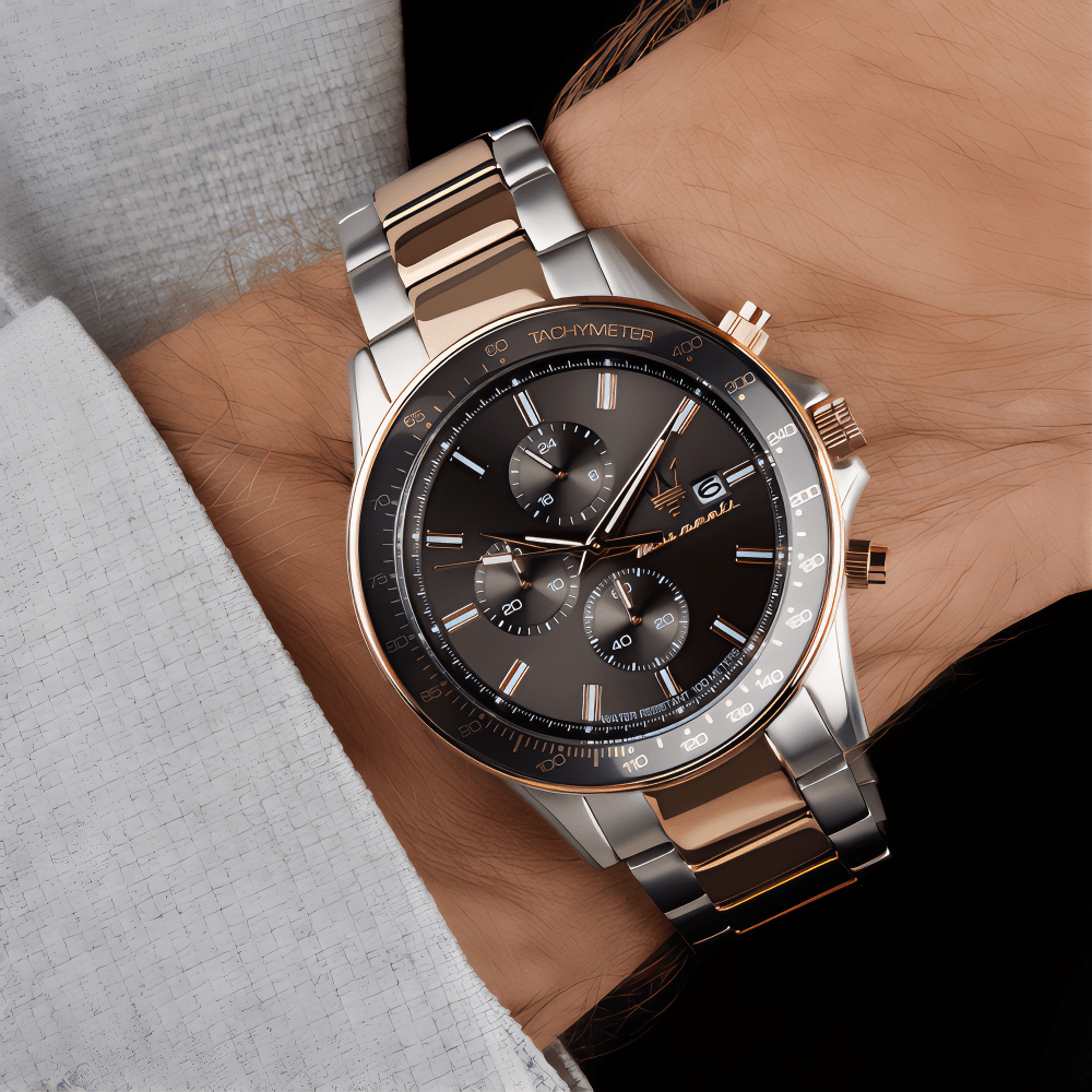 Maserati R8873640014 Sfida Chronograph Black Dial Two-Tone Men's Watch