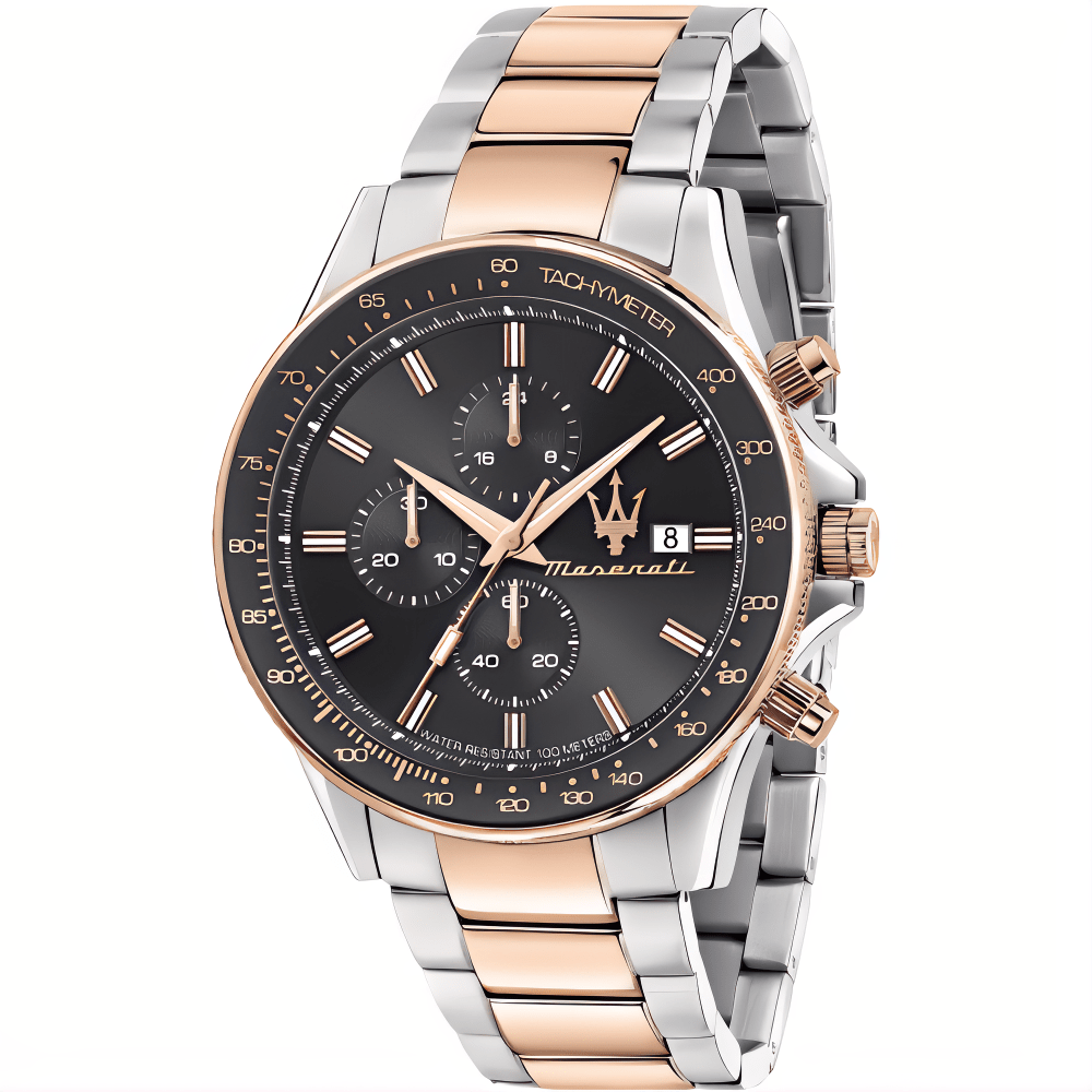 Maserati R8873640014 Sfida Chronograph Black Dial Two-Tone Men's Watch