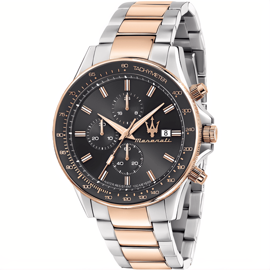 Maserati R8873640014 Sfida Chronograph Black Dial Two-Tone Men's Watch