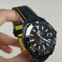 Tag Heuer Aquaracer Calibre 5 Automatic Black Dial Black Nylon Strap Watch for Men - WAY218A.FC6362